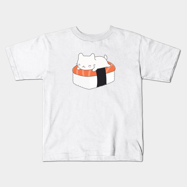 Kawaii Sushi Cat T-Shirt Kids T-Shirt by happinessinatee